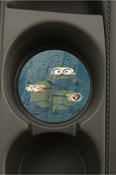 Cekuonline حامل أكواب دائري بيضاوي الشكل مطبوع للسيارة بتصميم Minions9120