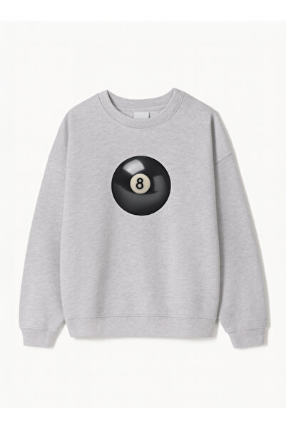 Disante Hanorac unisex oversize negru cu imprimeu 8 biliard – decolteu crew, ...