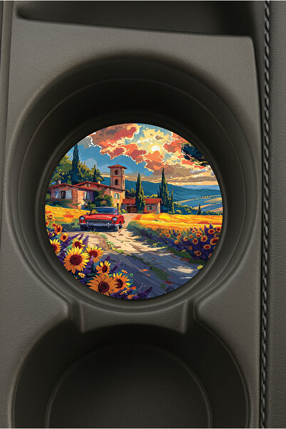 Cekuonline حامل أكواب دائري بيضاوي الشكل للسيارة مع تصميم مطبوع بعنوان 'تيماش...