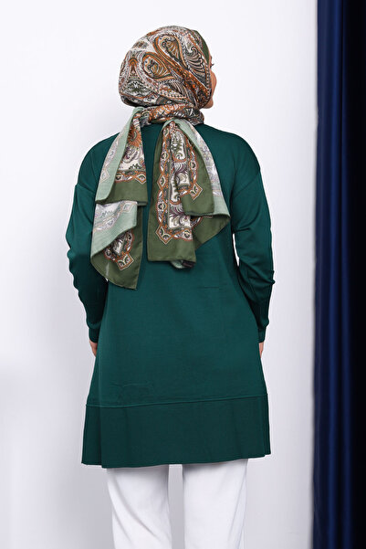 İmajButik Emerald Green Cold Yarn Knit Tunic with Cufflinks
