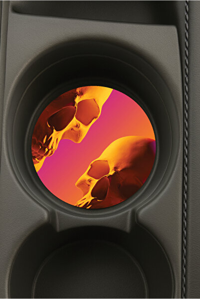 Cekuonline حامل أكواب دائري مطبوع للسيارة بتصميم هيكل عظمي