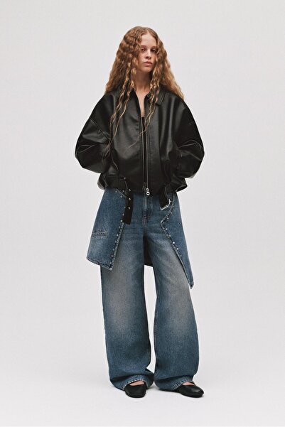 Pull & Bear Zımbalı düz paça jean