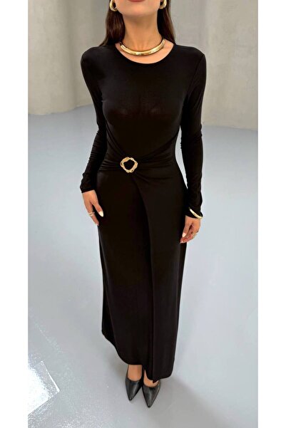 MY DEPO Zarif Tokalı Sandy Maxi Elbise Gece & Özel Davet Şıklığı