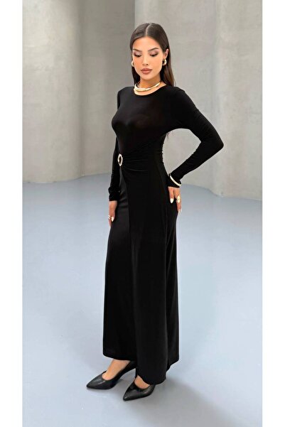 MY DEPO Zarif Tokalı Sandy Maxi Elbise Gece & Özel Davet Şıklığı