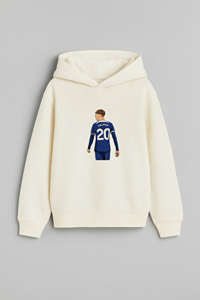 MODA Jucătorul de fotbal Cole Palmer cu imprimeu Hanorac pentru băieți Ecru cu glugă Swea tricou