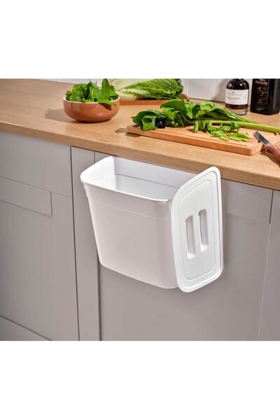 Se Yank Haus Kitchen Countertop and Cabinet Hanging Trash Can - Practical Trash Can with Lid 7 Liters