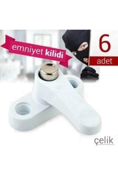 ÇERÇİCİ Pvc Door Window Safety Lock - Steel - 6 Pieces