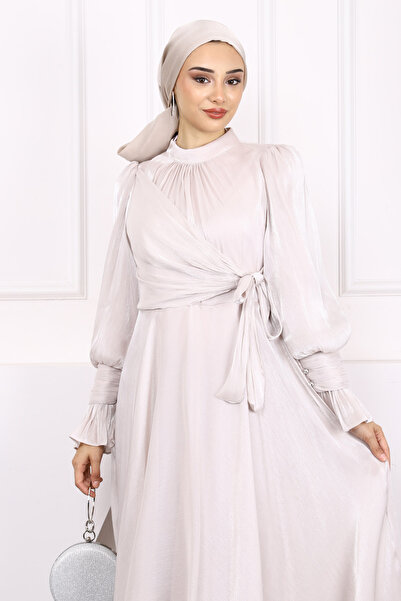 İmajButik Βραδινό φόρεμα με λεπτομέρεια με μανίκια με πέτρα