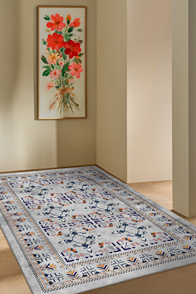 Aslan Home Dekoratif Özel Tasarım Yıkanabilir,İnce, Kaymaz Tabanlı, Modern Sa...