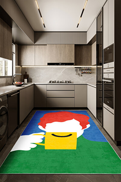 Aslan Home Dekoratif Özel Tasarım Yıkanabilir,İnce, Kaymaz Tabanlı, Modern Sa...