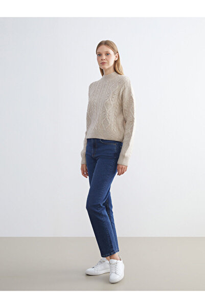 LC Waikiki İzr New Season Half Turtleneck Self-Patterned Women's Knitwear Sweater