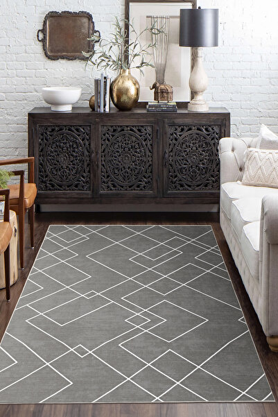 Aslan Home Dekoratif Özel Tasarım Yıkanabilir,İnce, Kaymaz Tabanlı, Modern Sa...