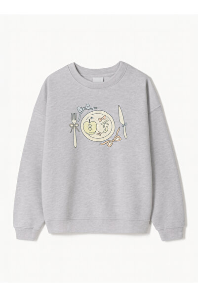 Disante سويت شيرت للجنسين بمقاس كبير مطبوع عليه Pretty Plate – ياقة دائرية، 3...