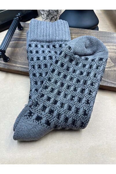 magıcgrange Winter Wool Men's Socks – Comfortable & Casual Knitted Model