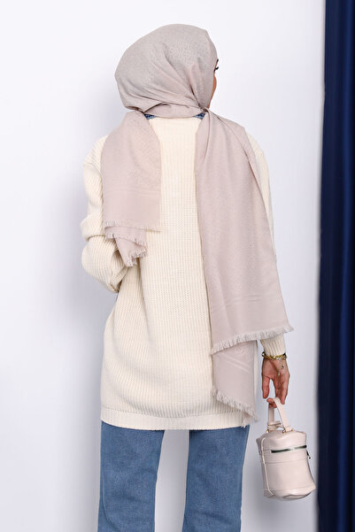 İmajButik Πλεκτή Ζακέτα με Κρεμ τζιν γαρνιτούρα