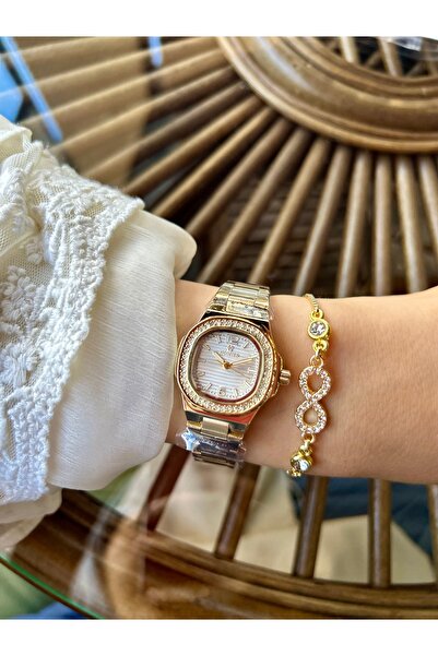 Homies Women's Square Wristwatch Gold Color Gift