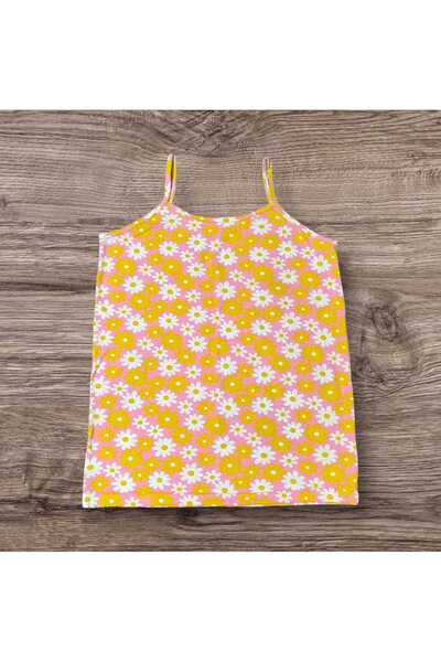 ESTA STORE Yellow White Pink Floral String Strap Tank Top