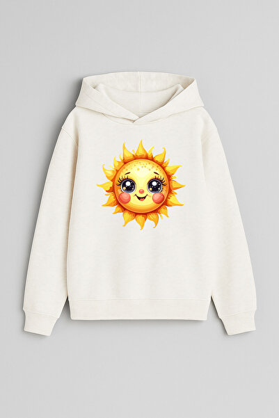MODA Φούτερ Güneş με τύπωμα Ecru για αγόρια και κορίτσια με κουκούλα