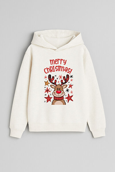 MODA سويت شيرت بقلنسوة للأطفال من الجنسين مطبوع عليه عيد الميلاد المجيد من سا...