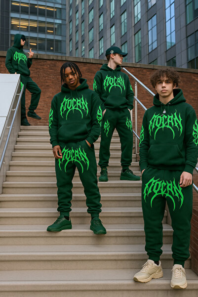 CLASSY.MODA Set de trening unisex cu glugă cu 3 fire, cu buzunar cangur, cu i...