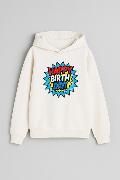 MODA Φούτερ γενεθλίων Happy Birthday με τύπωμα Ecru για κορίτσια και αγόρια μ...