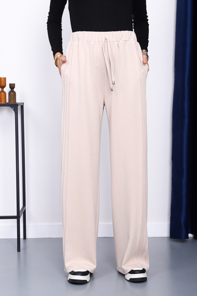 İmajButik Wide-Leg Modal Pants with Grass on the Sides