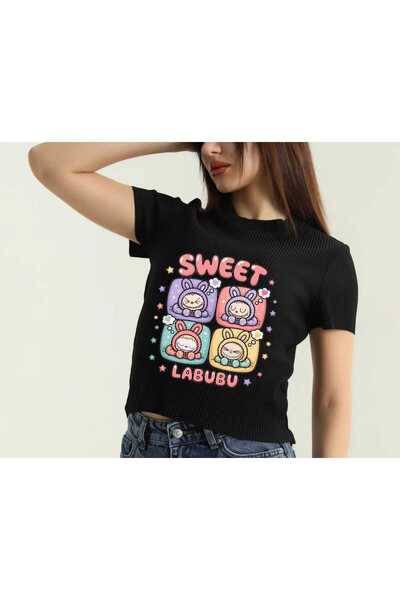 ECCAdesing Lalubollaaa Printed Teenage Girls-Children's Black T-Shirt