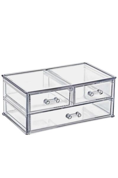 Depa Transparent 3-Drawer Pen Holder Organizer 14×24×10 cm