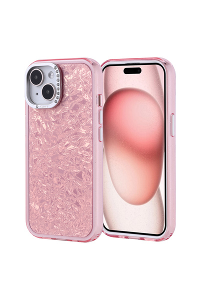 halkhouse iPhone 15 Kılıf Taşlı Tasarımlı Yüksek Koruma Şık Sert Silikon Kapi...