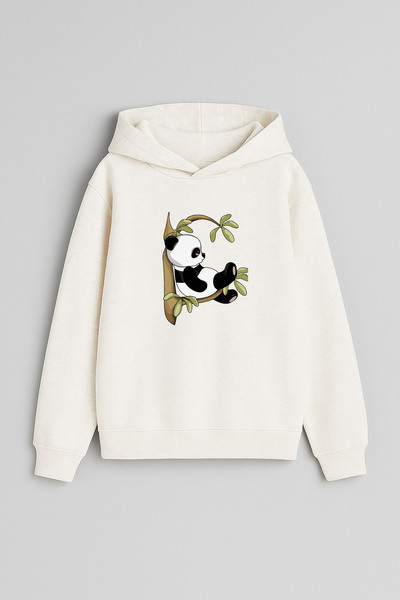 MODA Φούτερ Panda με τύπωμα Ecru για αγόρια και κορίτσια με κουκούλα