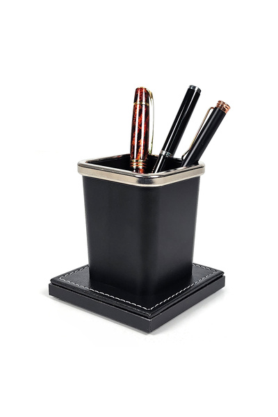 prozenis Suport pentru stilouri de birou cu bază din lemn, cu detalii cromate...