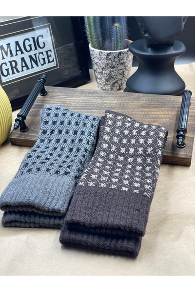 magıcgrange Men's Wool Knitted Socks Set of 2 – Modern Casual Collection