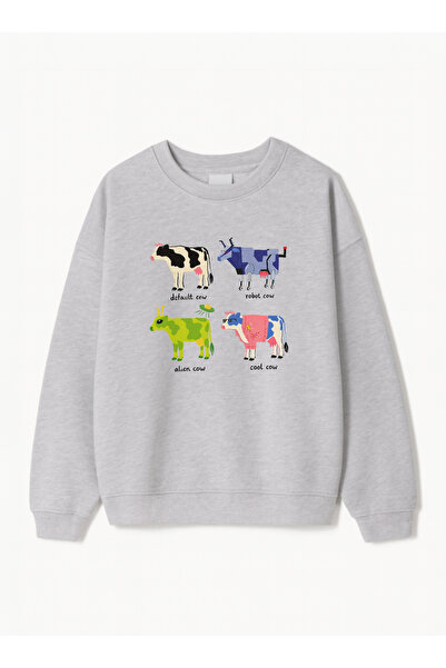 Disante Φούτερ Unisex Oversize Fit με στάμπα Cow Collection – Λαιμόκοψη, 3 κλ...