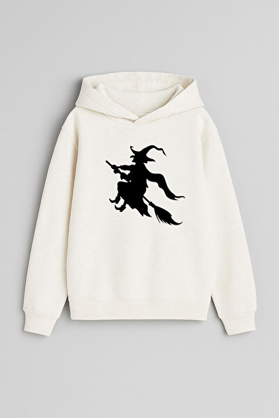 MODA Хелоуин принт екрю суитшърт с качулка за момичета и момчета