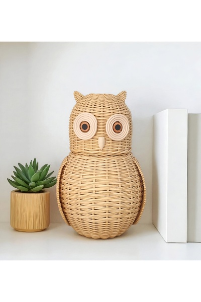 Felis Arte Doğal Bambu, El Dokuması Baykuş , Rattan Owl, Handmade , Rustik , ...