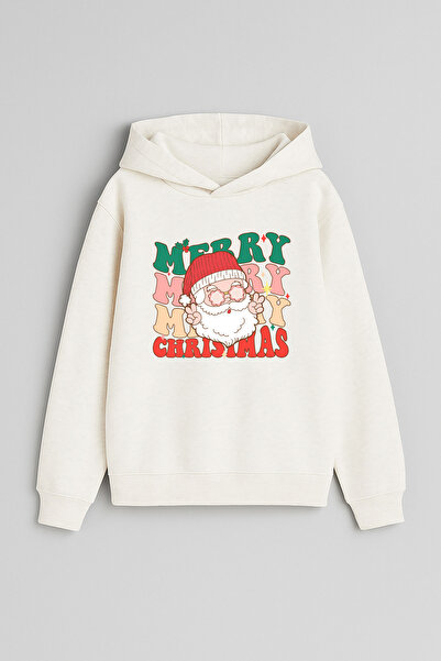 MODA سويت شيرت بقلنسوة مطبوع عليه عيد الميلاد المجيد ورأس السنة الجديدة للأول...