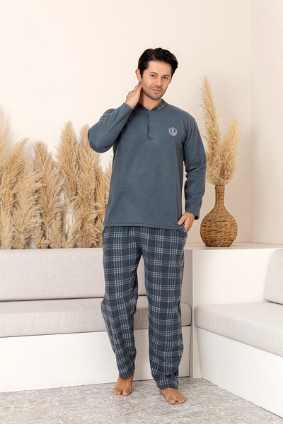lacelove Nisanca winter warm men's fleece pajama set