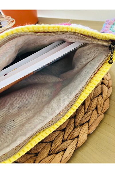 Limerna Örgü Clucht motifli çanta, Kadın el çantası, tasarım Renkli