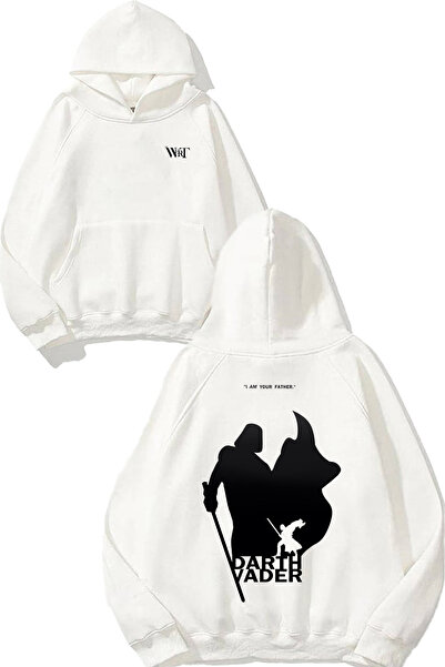 THEWERT سترة بقلنسوة بيضاء مطبوعة بتصميم ستار وورز دارت فيدر 9