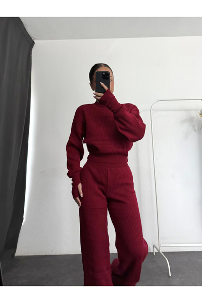 nona butik Monica Knitwear Set - Claret Red