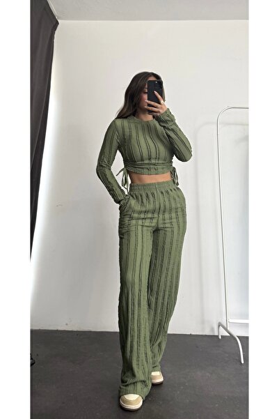 nona butik Janna Shirred Suit - Green