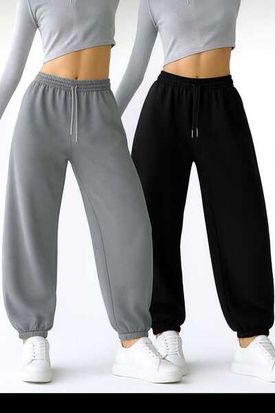 Le Vion قطعتان من بنطلونات الجوجر الرياضية ذات الأرجل المطاطية