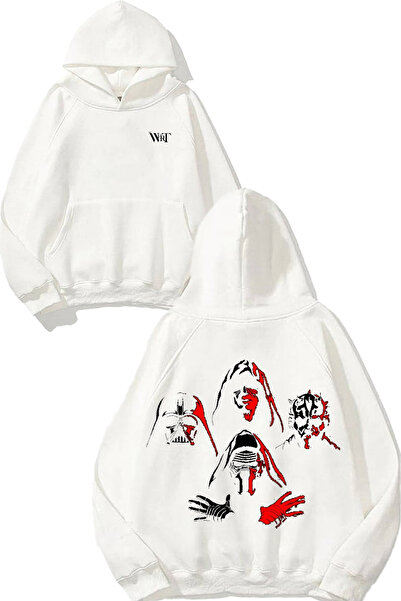 THEWERT Star Wars 4 Design Back Printed White Hooded Sweatshirt
