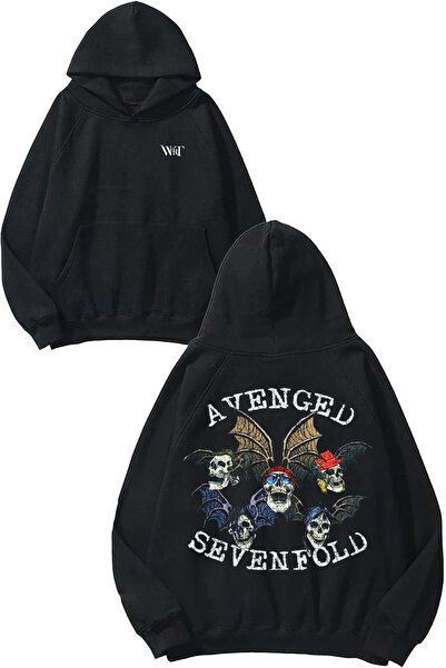 THEWERT Avenged Sevenfold 6 Design Back Printed Black Hooded Sweatshirt