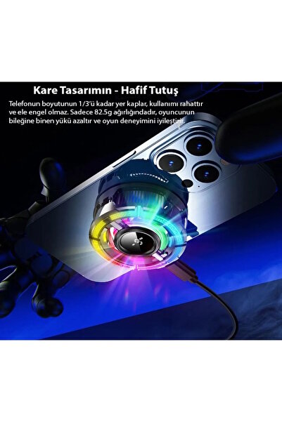 m.tk moveteck CX15 iOS Android Soğutucu 15W Manyetik + Arka Klips 2'si 1 Arada Yarı İletken Soğutma Fanı Radyatör