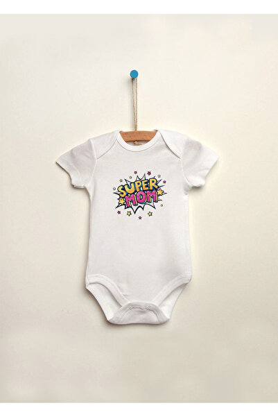 MODA Super Mom Printed 100% Cotton Snap-On Baby Bodysuit Undershirt Jumpsuit