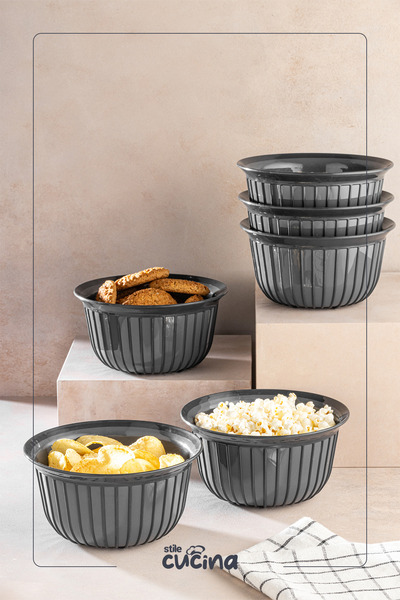 Stile Cucina Linea 6-Piece Practical Snack Bowl Anthracite 500 ml