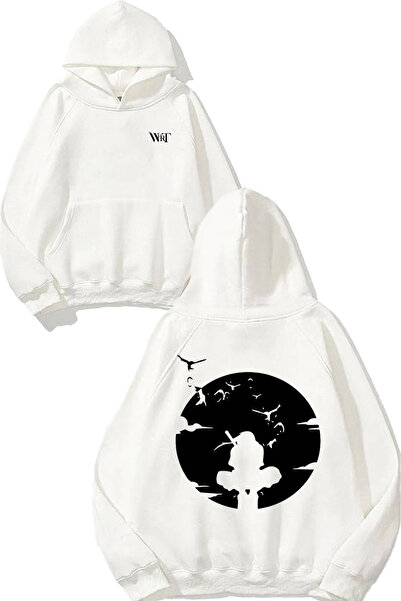 THEWERT Hanorac alb cu glugă cu imprimeu pe spate Uchiha Itachi Naruto 7 Design