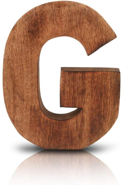 OEM Ornamental letter carved in brown wood, 20x15x4cm