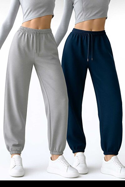 Le Vion قطعتان من بنطلونات الجوجر الرياضية ذات الأرجل المطاطية